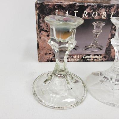 2 Latrobe Crystal Candlesticks - 4"