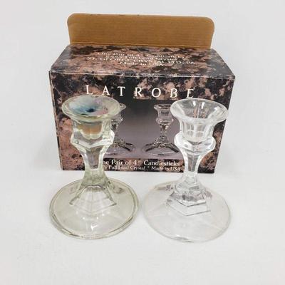 2 Latrobe Crystal Candlesticks - 4"