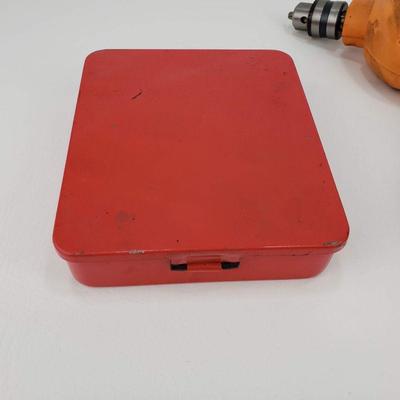 Chicago Power Drill with Bits, Metal Case, and chuck keys