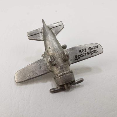 Pewter Airplane with Bear Pilot - Spooniques #667 from 1986