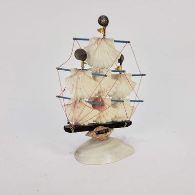 Ship Decor Made of Shells - 8" tall