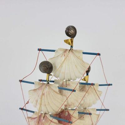 Ship Decor Made of Shells - 8" tall