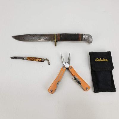 3 Knives - Fixed blade, Tiny Pocket Knife, Cabela's Mini Multi-tool
