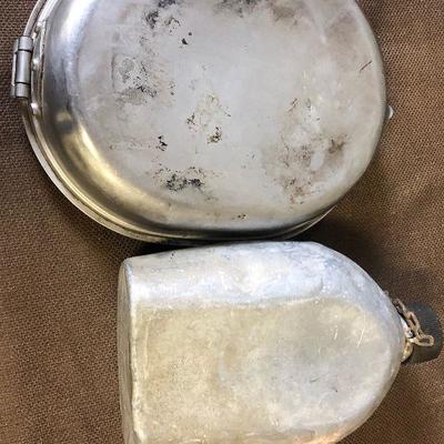 Lot # 206 Vintage Army Mess kit and canteen