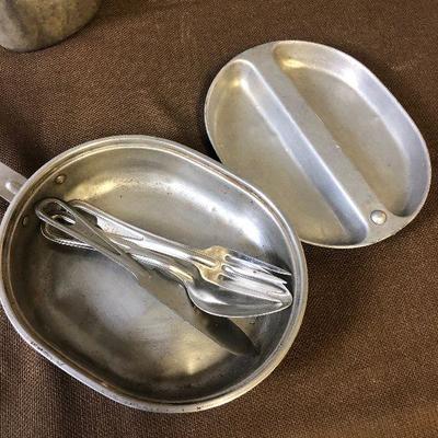 Lot # 206 Vintage Army Mess kit and canteen