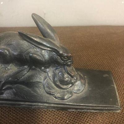Lot # 255 Antique Bronze Rabbit Sculpture