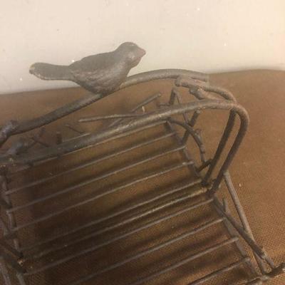 Lot # 256 Wrought iron Napkin holder with tweedy bird 