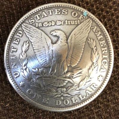 Lot #267 1881 Morgan Silver Dollar Tramp art Saddle Conch