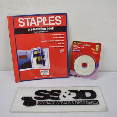 Staples Presentation Book & Scotch Foam Mounting Tape - New