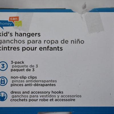 Honey Can Do Kid's Tubular Hanger With Clips, White, 6 Hangers Total - New