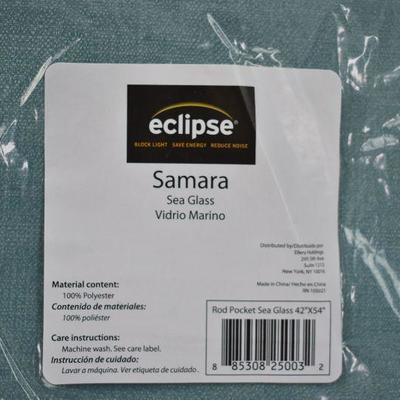 Pair of Eclipse Samara Blackout Thermal Panels, Rod Pocket, Sea Glass - New