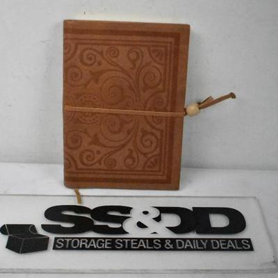 Leather Bound Lined Notebook with Closure & Bookmark.