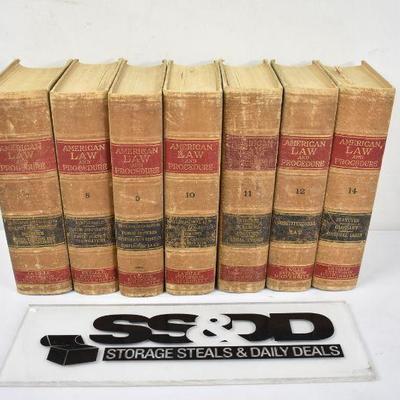 American Law & Procedure Books, Hardcover, 7 Volumes, Vintage 1927