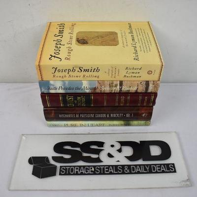 5 LDS Books (4 Hard Cover): Joseph Smith Rough Stone Rolling -to- Pure in Heart