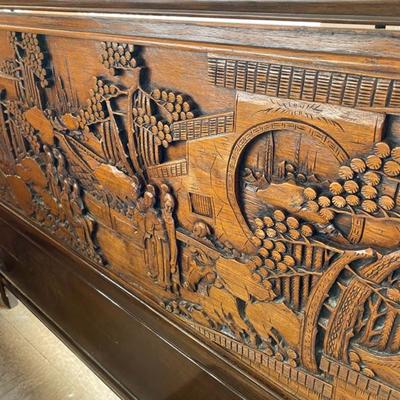 Full Size Head Board Carved - Lot 292