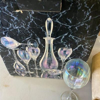 Rainbow Glass Wine and Decanter Set (7 Pcs) in box Lot 296