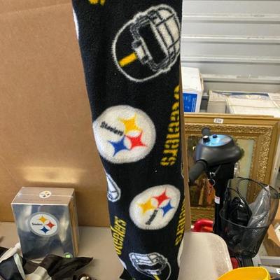 Steelers Lot, Towels, Beads, Clock, Scarf,  Bag, Book, Car Flags, DVD Set, PomPoms-Lot 303