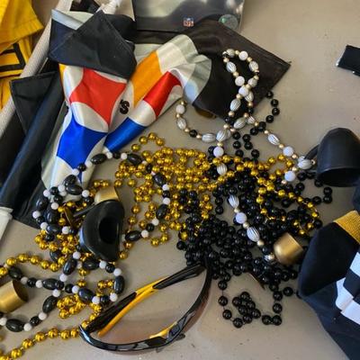 Steelers Lot, Towels, Beads, Clock, Scarf,  Bag, Book, Car Flags, DVD Set, PomPoms-Lot 303