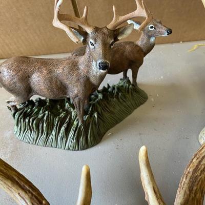 Deer Figurines and Antler Wall Hanger- Lot 313