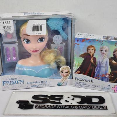 Disney Frozen 2 199-Piece Foil Puzzle & Elsa Styling Head (box damage) - New