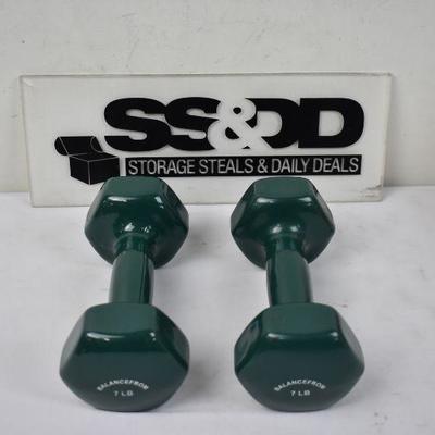 BalanceFrom Color Vinyl Coated Dumbbells,14 lbs, 7 lbs each, $25 Retail - New