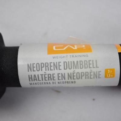 CAP Barbell Black Neoprene Dumbbell, 3 lb Pair - New