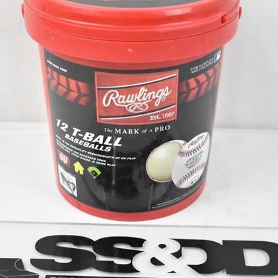 (12 Pack) Rawlings 1 Gallon Bucket of Official TVB T-Balls, $40 Retail - New