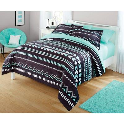 Your Zone Mint Grey Tribal Comforter Set, Full/Queen, 3 pcs, $29 Retail - New