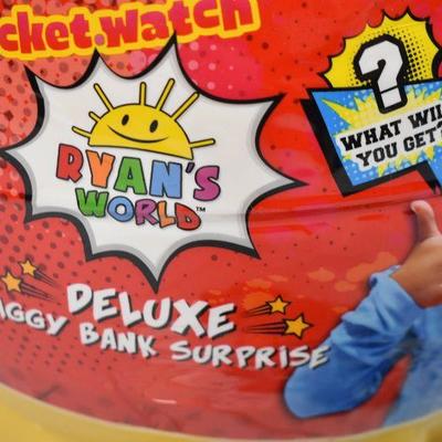 Ryan's World Deluxe Piggy Bank with 25 Surprises Inside - New