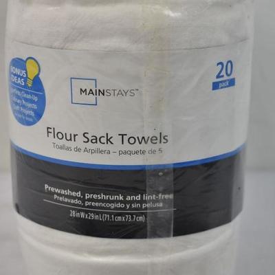 Mainstays (20) Piece Flour Sack Kitchen Towel Set - White - New