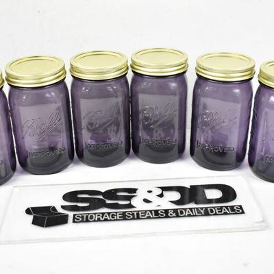 Ball Vintage Style Jars Quart - 6 CT, Purple, 3 cups each, no packaging - New