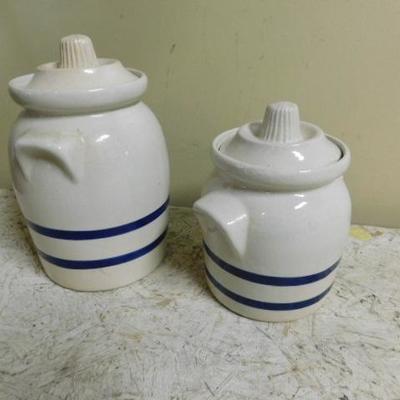 Set of Roseville, OH  Ceramic Crocks with Lids Unique Design 9