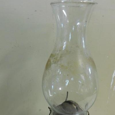 Large Clear Glass Potbelly Pedestal Oil Lamp 14