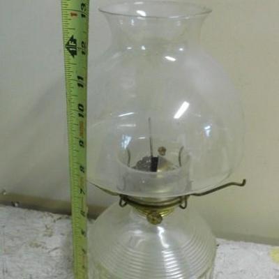 Clear Glass Oil Lamp with Bell Shaped Globe