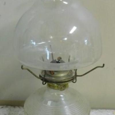 Clear Glass Oil Lamp with Bell Shaped Globe