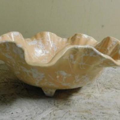 Shawnee 1960's Clam Style Splatter Pottery Footed Plant Bowl  10