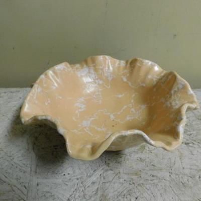 Shawnee 1960's Clam Style Splatter Pottery Footed Plant Bowl  10