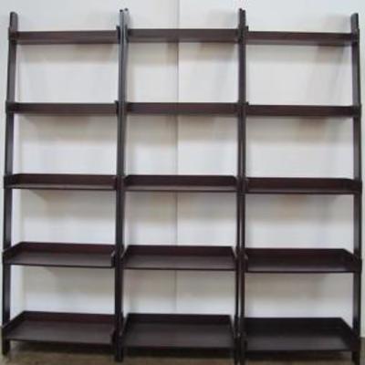 Lot 1005 - Trio of Wooden Ladder Shelf Bookcases 