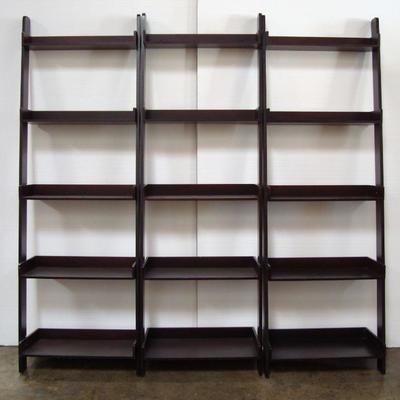 Lot 1005 - Trio of Wooden Ladder Shelf Bookcases 