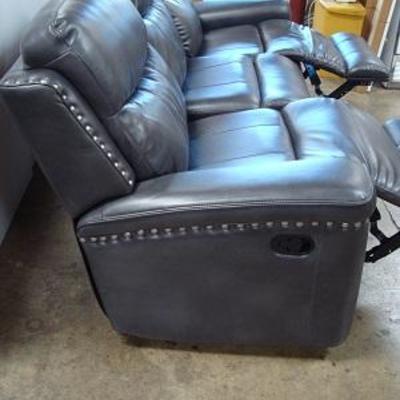 Lot 1014 - Dark 3 Person Reclining Sofa Couch 