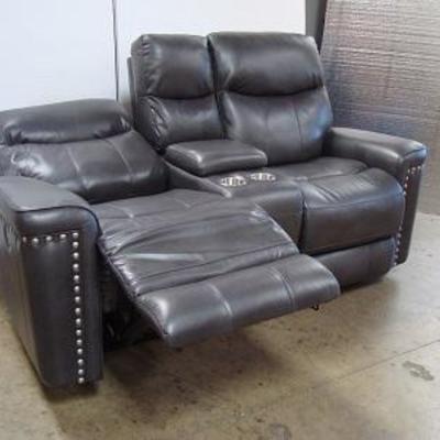 Lot 1015 - Electric Dark Colored Two Person Sofa Love Seat Couch