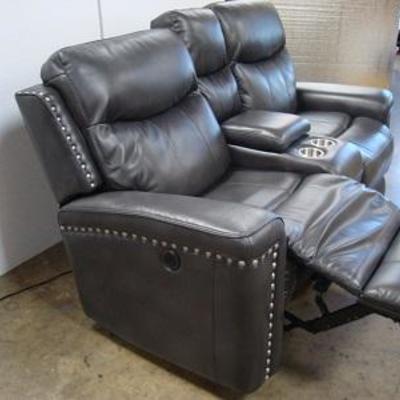Lot 1015 - Electric Dark Colored Two Person Sofa Love Seat Couch
