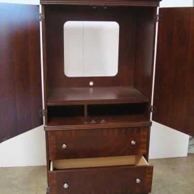 Lot 1019 - Upright Armoire Style Dresser + TV stand 