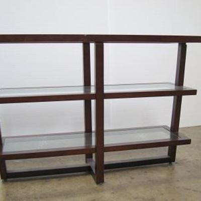 Lot 1026 - 3 Tiered Wood Shelf with Glass Inlays
