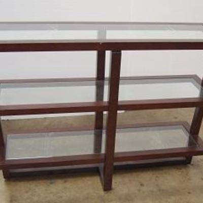 Lot 1026 - 3 Tiered Wood Shelf with Glass Inlays