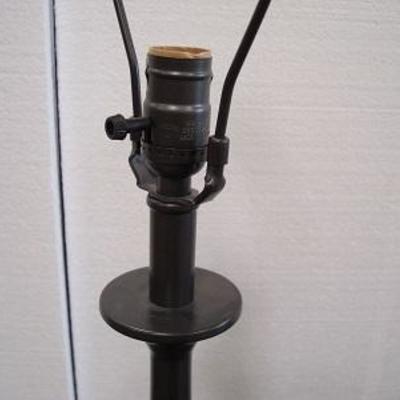Lot 1030 - Tall Dark Table Lamps with Square Shades