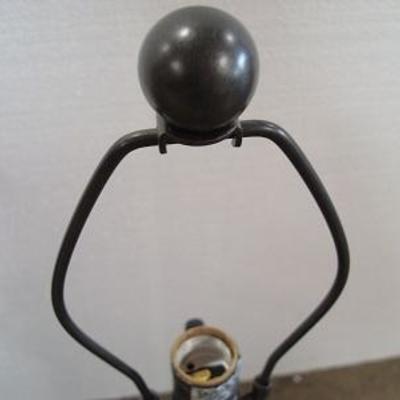 Lot 1030 - Tall Dark Table Lamps with Square Shades