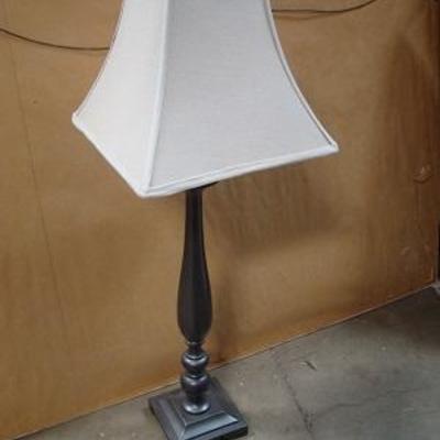 Lot 1030 - Tall Dark Table Lamps with Square Shades