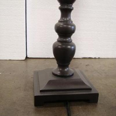 Lot 1030 - Tall Dark Table Lamps with Square Shades