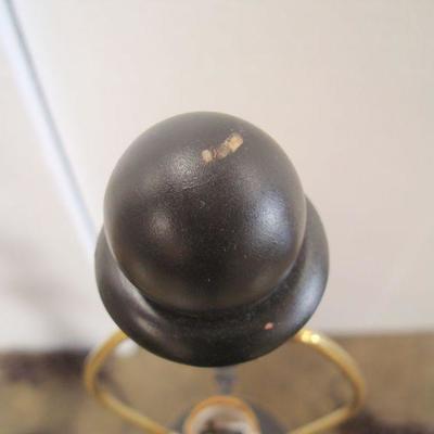 Lot 1034 Dark Wood Table Lamps + Shades